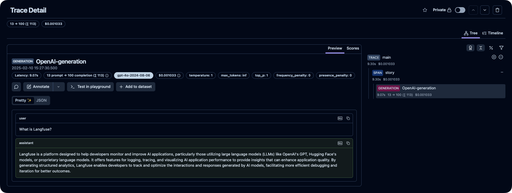 Langfuse Trace 示例