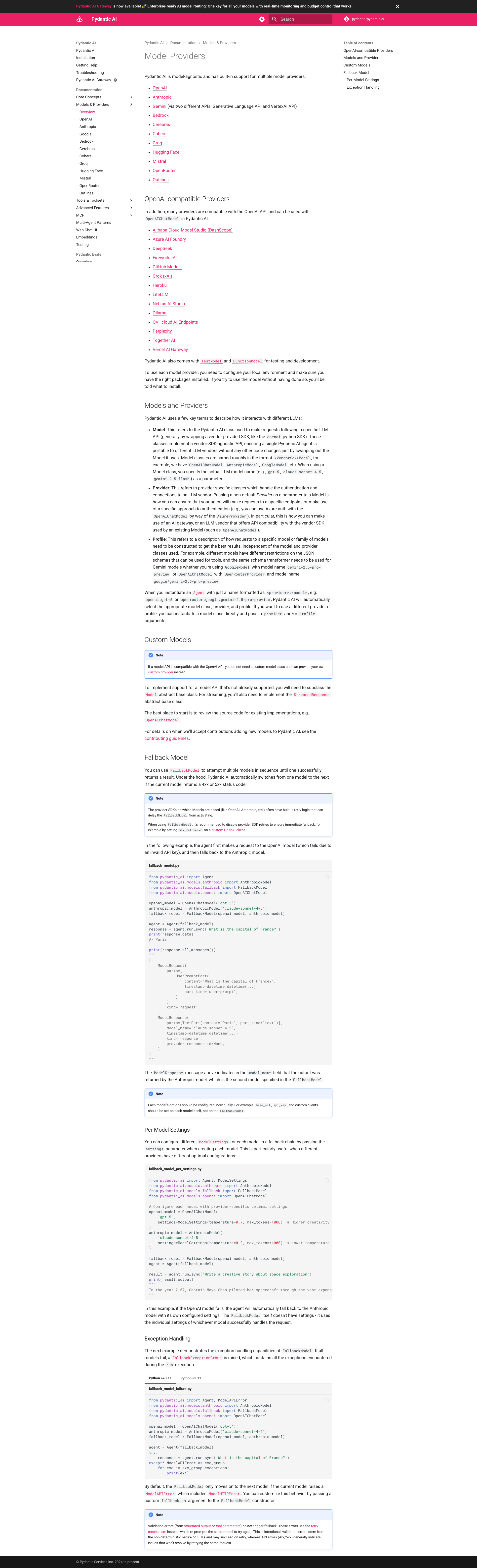 PydanticAI Models 文档